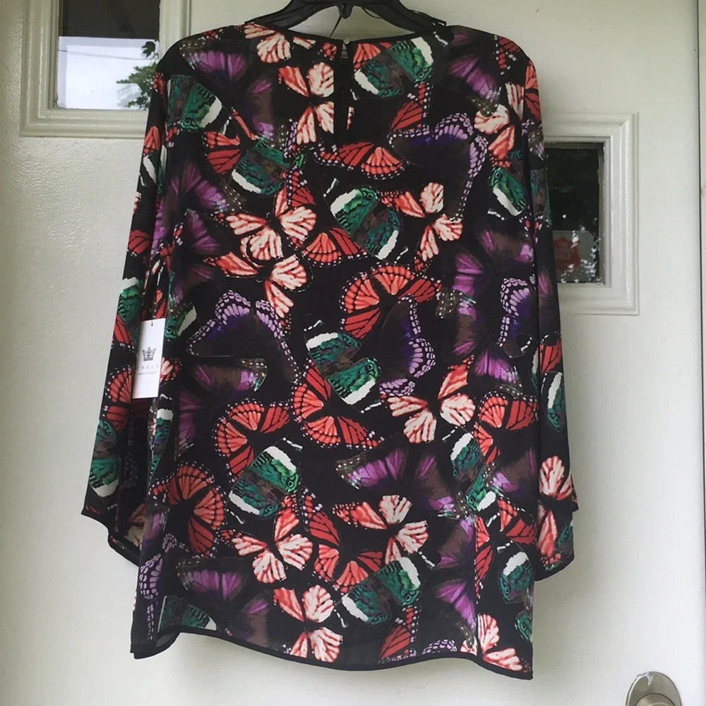 CHAUS "DECADENT BUTTERFLIES" BLOUSE - Picture 7 of 7